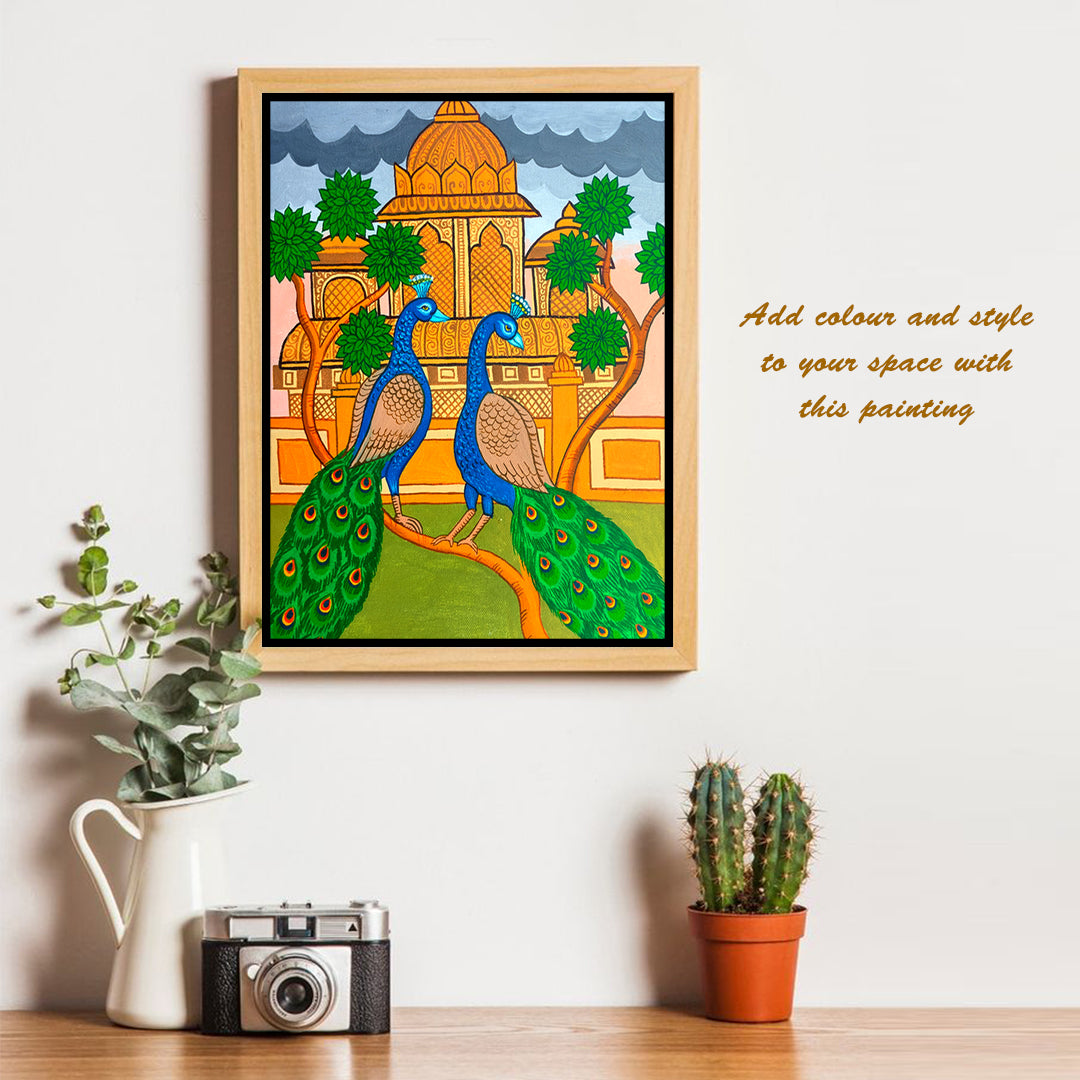 Craftooba Unframed Original Canvas Paintings Peacock | Paintings | Handpainting | Canvas painting | Unframed | Original Painting |