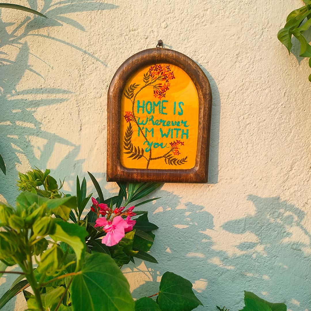 Craftooba Hand Crafted Embroidered Artwork | Crafted by Rural Bengal Women | Wooden U-Frame for Wall & Shelf Décor