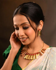 Craftooba Aarunya Necklace Set - Where Brass Meets The Blush Of Dawn