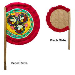 Craftooba Hand Painted Bengali Haat Pakha – Decorative Bamboo Hand Fan. Folk Art, 8.5 Inch – for Wedding, Puja & Wall Decor