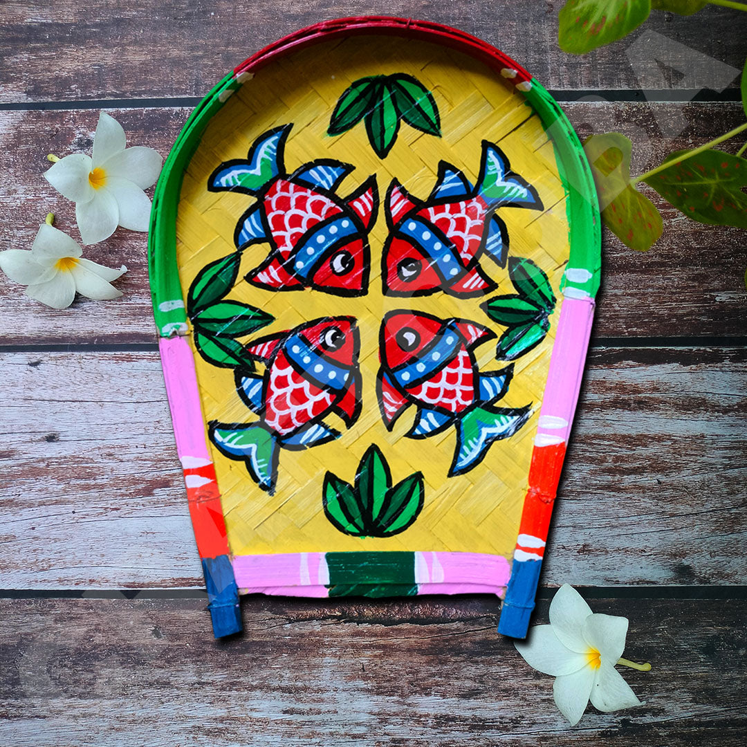 Craftooba Small Hand Painted Soop for Puja – Bamboo Sup, Moram & Kulo for Chhath Puja, Wedding & Mandir Decor – 9 * 7 Inch