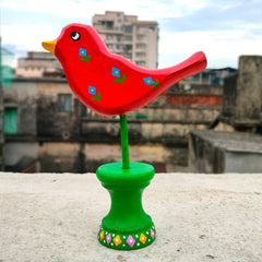 Craftooba Handpainted Wooden Bird showpiece Set-of-2 Green & Red | Wooden Birds | showpiece | Handpainted | Table top | Home Decor |