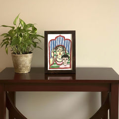 Hand-Embroidered Kantha Art Frame – Mother and Child