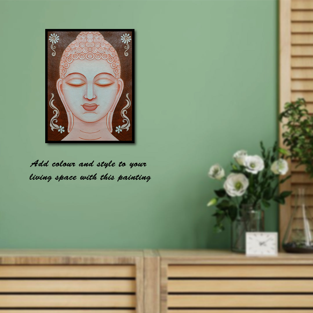 Craftooba Hand-Painted Buddha Canvas for Your Zen or Meditation Corner | Paintings | Handpainting | Canvas painting | Unframed | Original Painting |