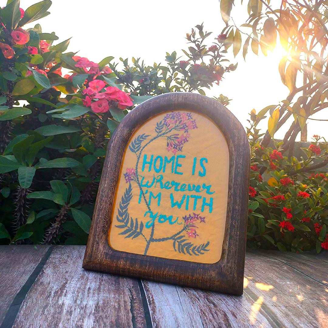 Craftooba Hand Crafted Embroidered Artwork | Crafted by Rural Bengal Women | Wooden U-Frame for Wall & Shelf Décor