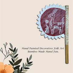 Hand Painted Hatpakha – Horse Art Bamboo Hand Fan, 8.5 Inch – for Puja, Wedding & Wall Decor