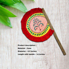 Craftooba Hand Painted Bengali Haat Pakha – Decorative Bamboo Hand Fan. Folk Art, 8.5 Inch – for Wedding, Puja & Wall Decor