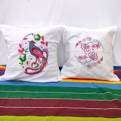Kantha Hand Embroidered Cushion Covers – 100% Cotton | Set of 2 | Craftooba