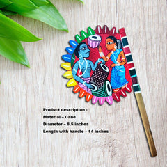 Craftooba Hand Painted bamboo made hand fan (hatpakha) for home decor & festival | Handmade & handpainted Beautiful Traditional Hand Fan for Cool Air & Home Decor and Travel Use
