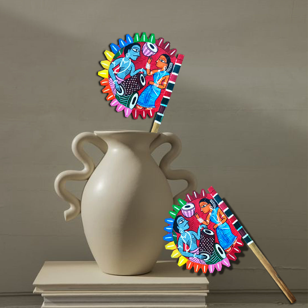 Craftooba Hand Painted bamboo made hand fan (hatpakha) for home decor & festival | Handmade & handpainted Beautiful Traditional Hand Fan for Cool Air & Home Decor and Travel Use