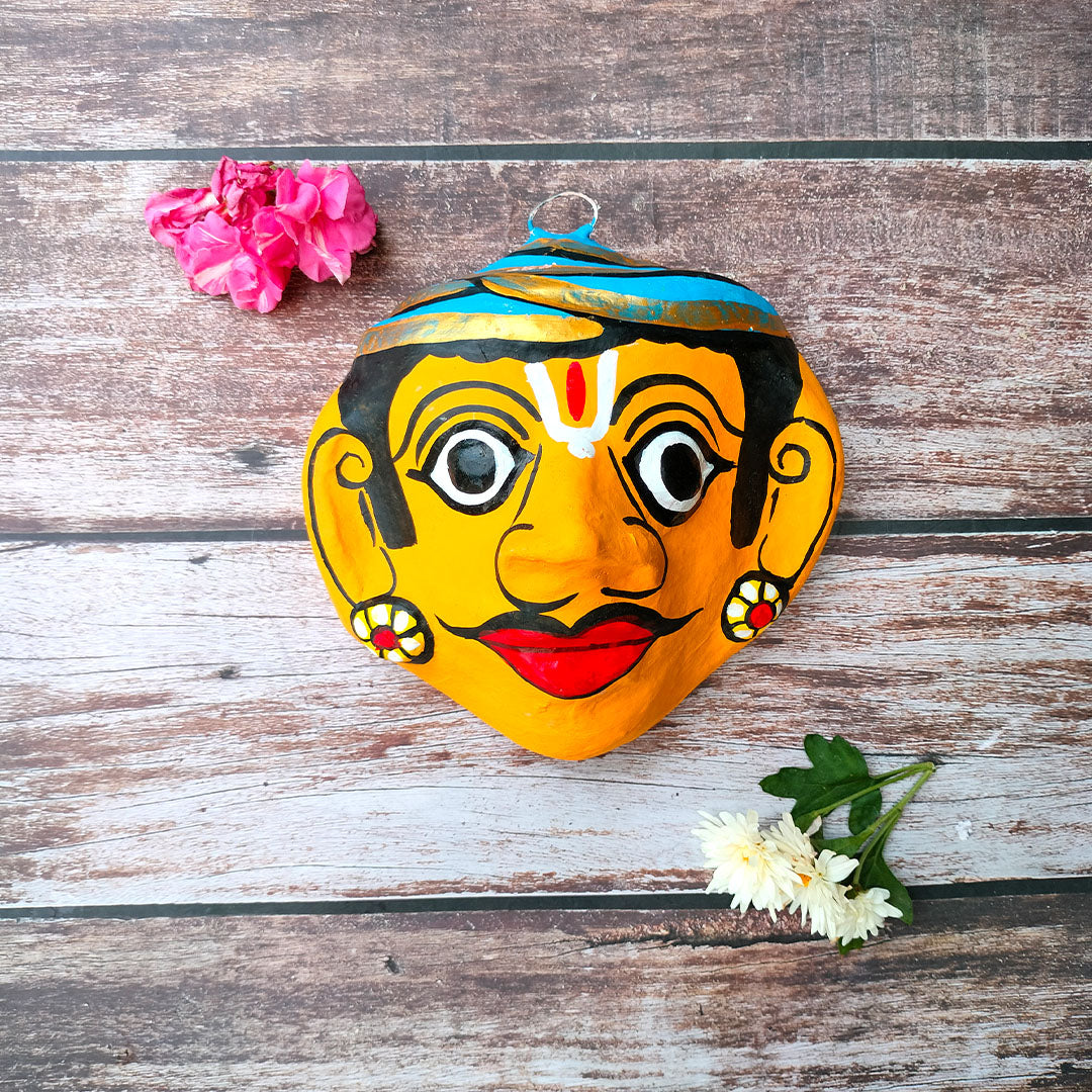 Cheriyal Mask of a Man – Hand Painted (8 x 4 inches)