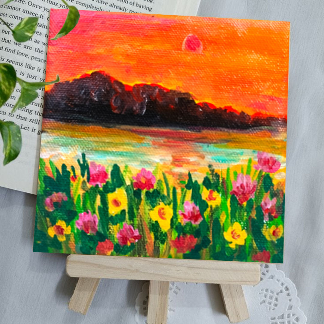 Craftooba Hand-Painted Mini Canvas Art Pack Of 5 | Hand Painted Canvas | Pack of 5 | Gift |