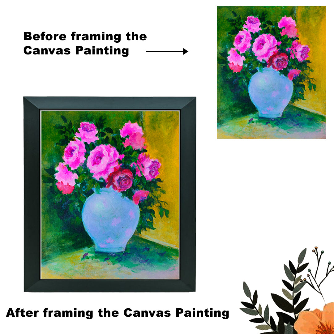 Craftooba Unframed Original Canvas Paintings Flower vase | Paintings | Handpainting | Canvas painting | Unframed | Original Painting |