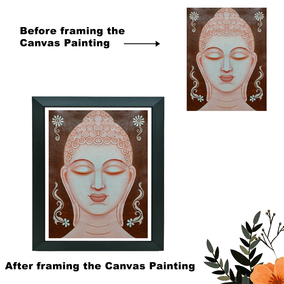 Craftooba Hand-Painted Buddha Canvas for Your Zen or Meditation Corner | Paintings | Handpainting | Canvas painting | Unframed | Original Painting |