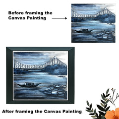 Craftooba Unframed Original Canvas Paintings Howrah Bridge| Paintings | Handpainting | Canvas painting | Unframed | Original Painting |