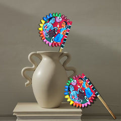 Craftooba Hand Painted bamboo made hand fan (hatpakha) for home decor & festival | Handmade & handpainted Beautiful Traditional Hand Fan for Cool Air & Home Decor and Travel Use