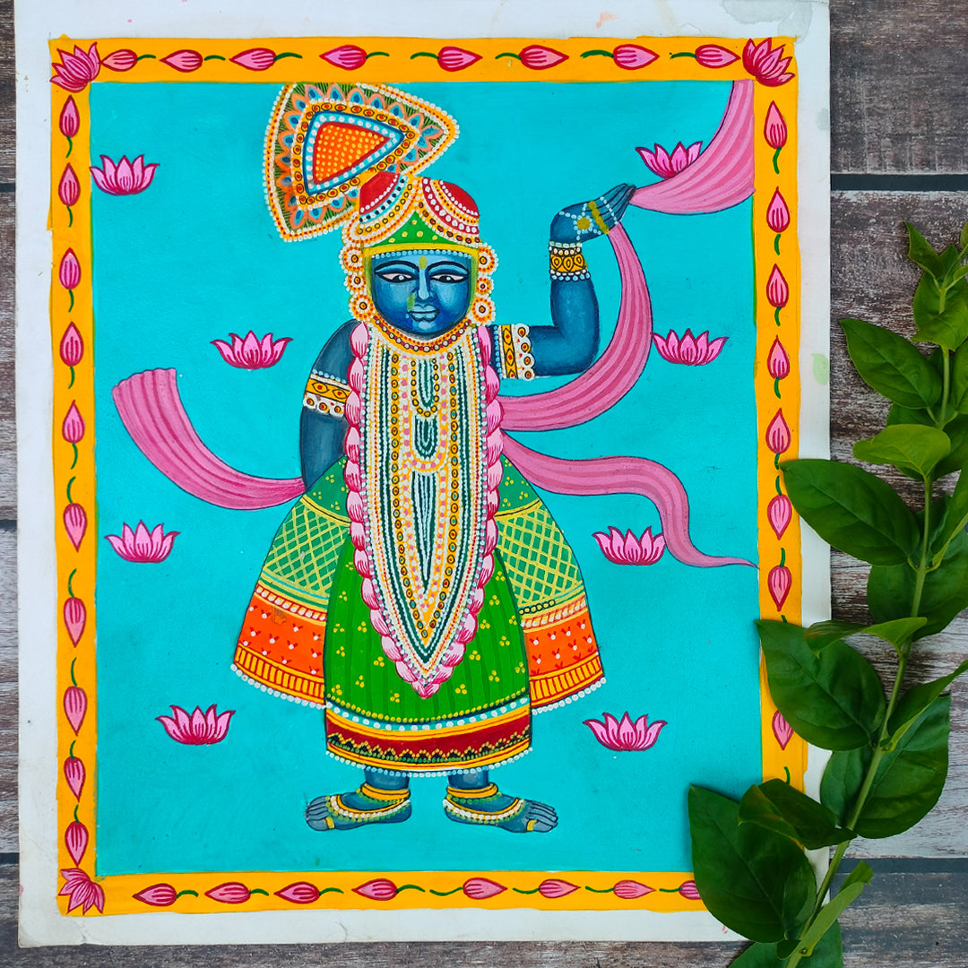 Craftooba Unframed Original Paper Paintings Sreenathji | Paintings | Handpainting | Paper painting | Unframed | Original Painting |