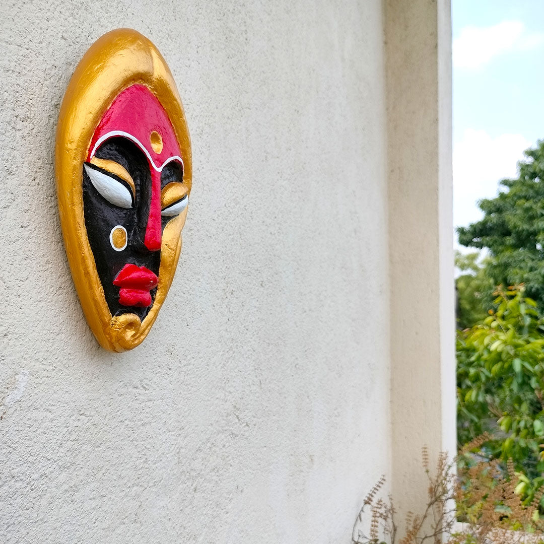 Handcrafted Paper-Mâché Mask – Bold Tribal Expression (Wall Hanging)