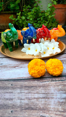 Craftooba Wooden Elephant T-Light Candle Holders  SET OF 4– Handcrafted Elegance for Festive Glow