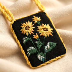 Craftooba Phool Sutra — Surajmukhi | Hand-Embroidered Sunflower Necklace & Star Set