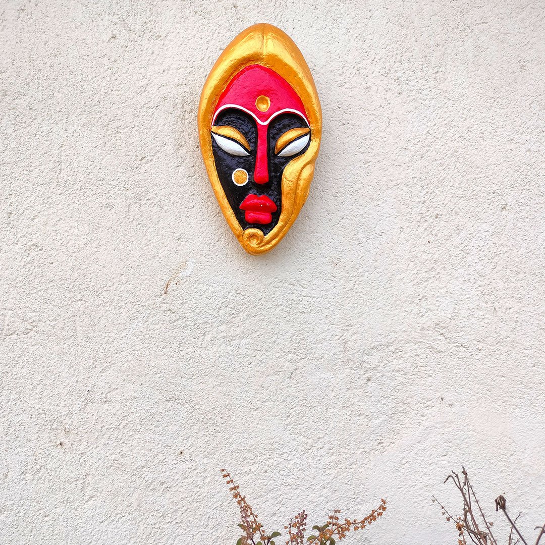 Handcrafted Paper-Mâché Mask – Bold Tribal Expression (Wall Hanging)