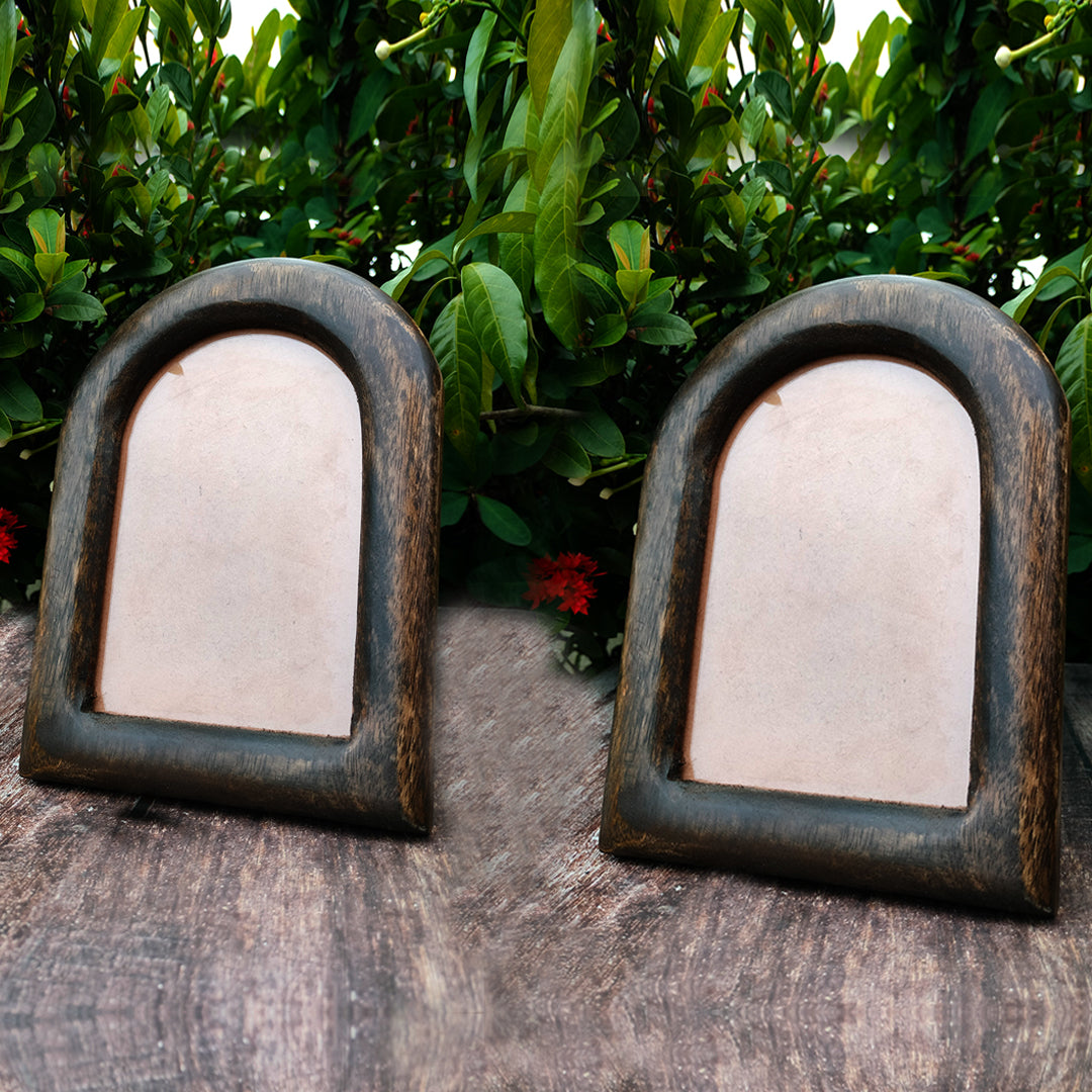 Craftooba Handcrafted Wooden Set of 2 U Shaped Photo Frames | Dual Display – Wall Hanging & Table Top | Rustic Home Decor & Gifting for Birthday, Anniversary, Housewarming |