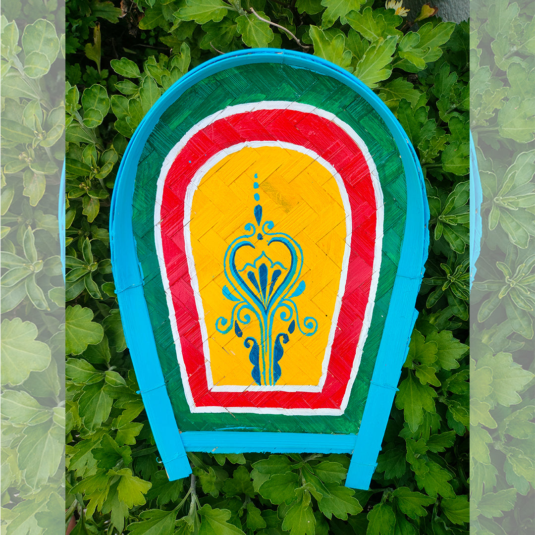 Handpainted and Handcrafted Decorative Folk Art Bamboo Tray Wall Decor Combo (kulo) or Winnowing Clatter/Basket for Home Decor & Festival
