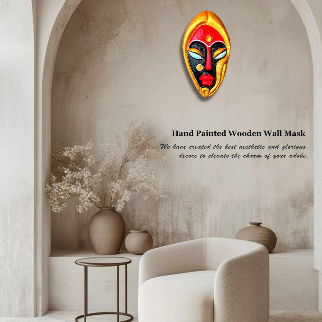 Handcrafted Paper-Mâché Mask – Bold Tribal Expression (Wall Hanging)