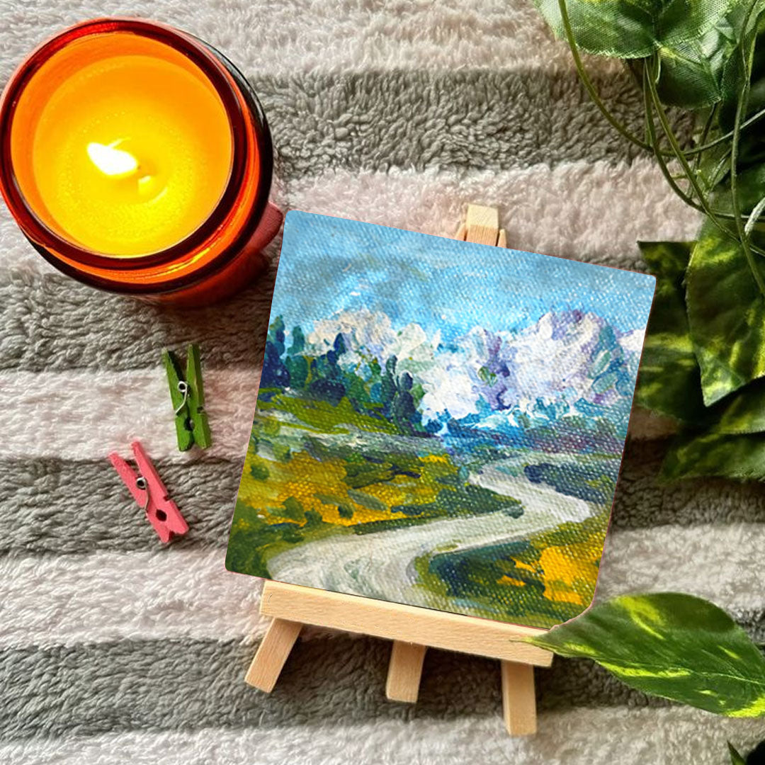 Craftooba Hand-Painted Mini Canvas Art Pack Of 5 | Hand Painted Canvas | Pack of 5 | Gift |