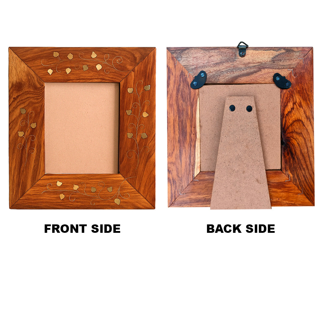 Craftooba Premium Handcrafted Metal Inlay Wooden Frame – 3.5 x 3.5 inch Photo Display | Photo frame | Wooden photo Frame |