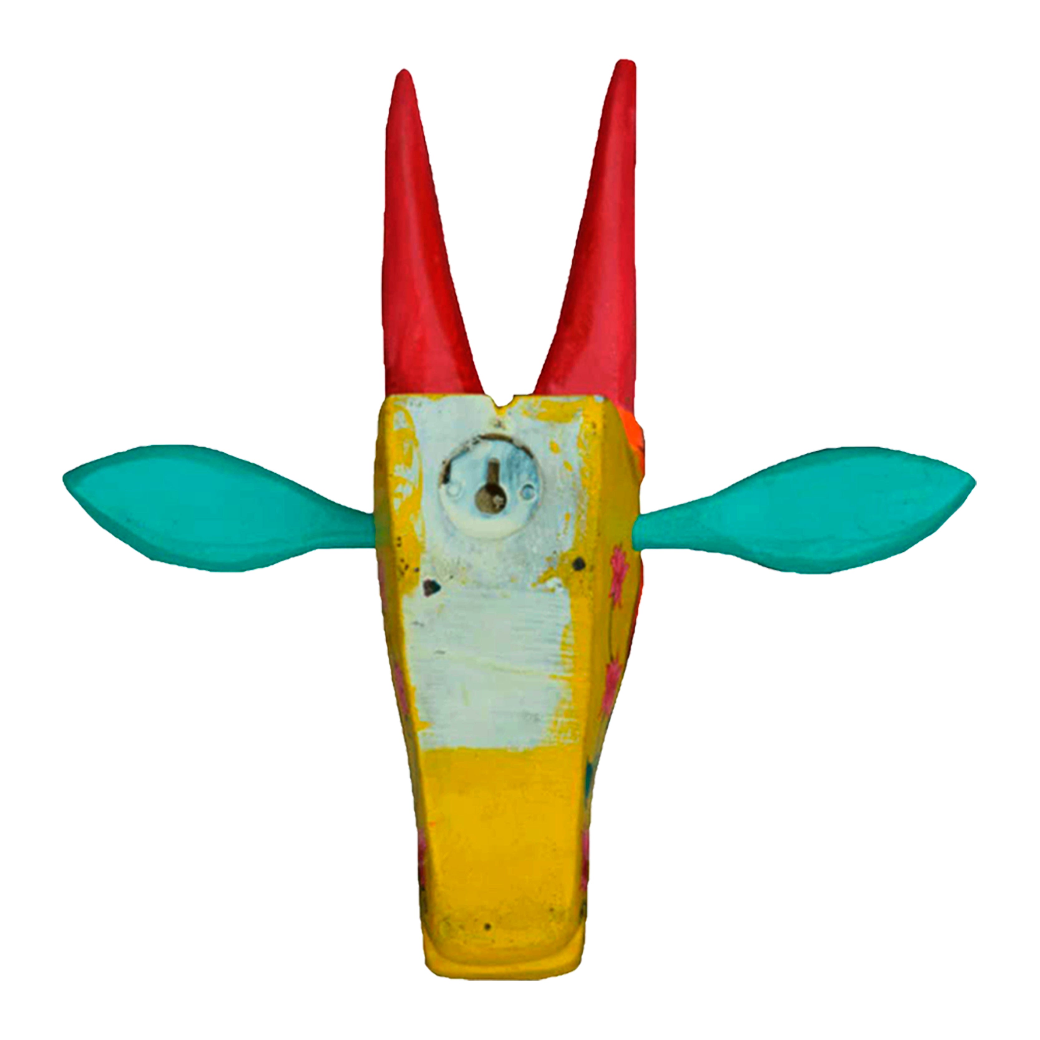 Hand-Carved & Hand-Painted Wooden Cow Head | 15 Inches | Vastu Positive Decor | Oachira Festival Inspired