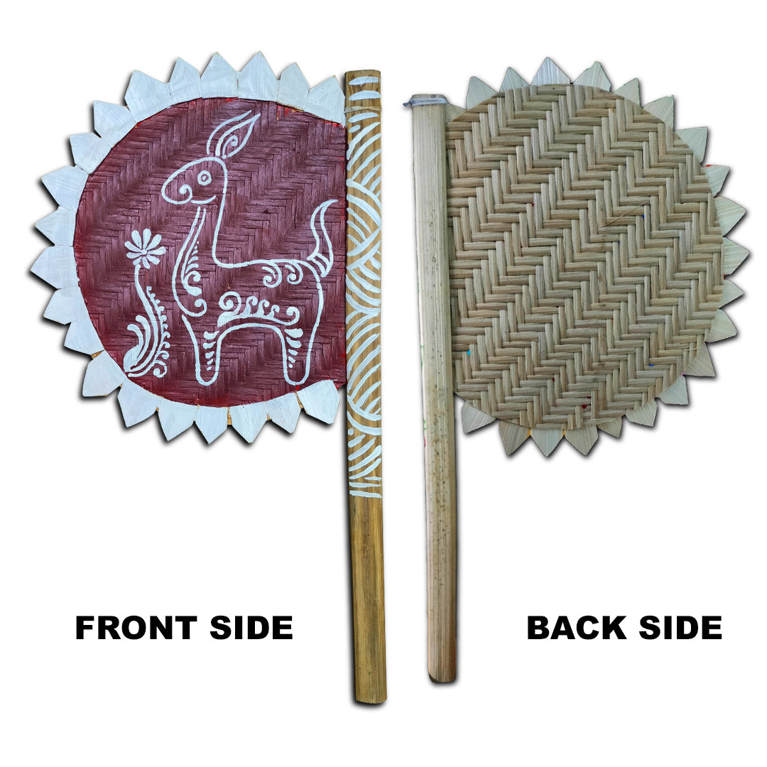 Hand Painted Hatpakha – Horse Art Bamboo Hand Fan, 8.5 Inch – for Puja, Wedding & Wall Decor