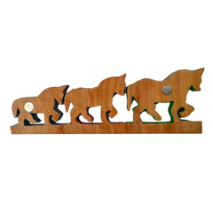 Wooden Hand-Painted Three Horses Fridge Magnet – Symbol of Strength, Success & Speed