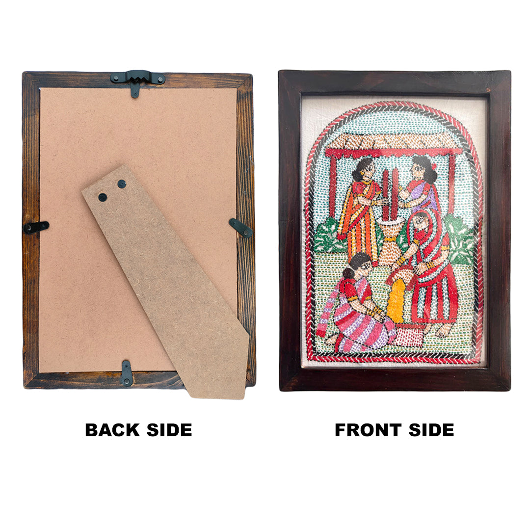 Hand-Embroidered Kantha Art Frame – Rural Women of Bengal