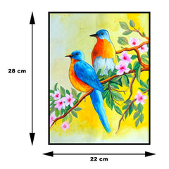 Craftooba Unframed Original Paper Paintings of Birds On Blossoms | Paintings | Handpainting | Paper painting | Unframed | Original Painting |