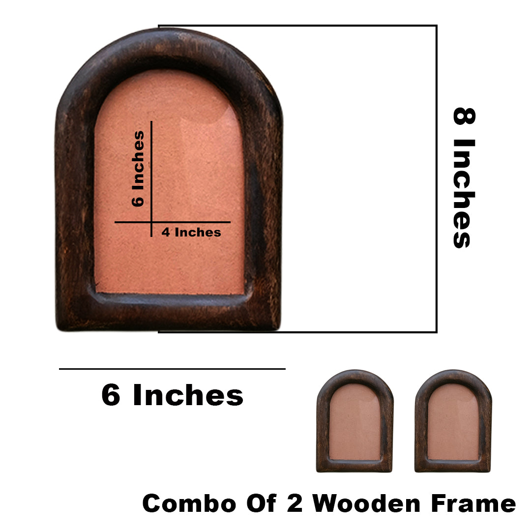 Craftooba Handcrafted Wooden Set of 2 U Shaped Photo Frames | Dual Display – Wall Hanging & Table Top | Rustic Home Decor & Gifting for Birthday, Anniversary, Housewarming |