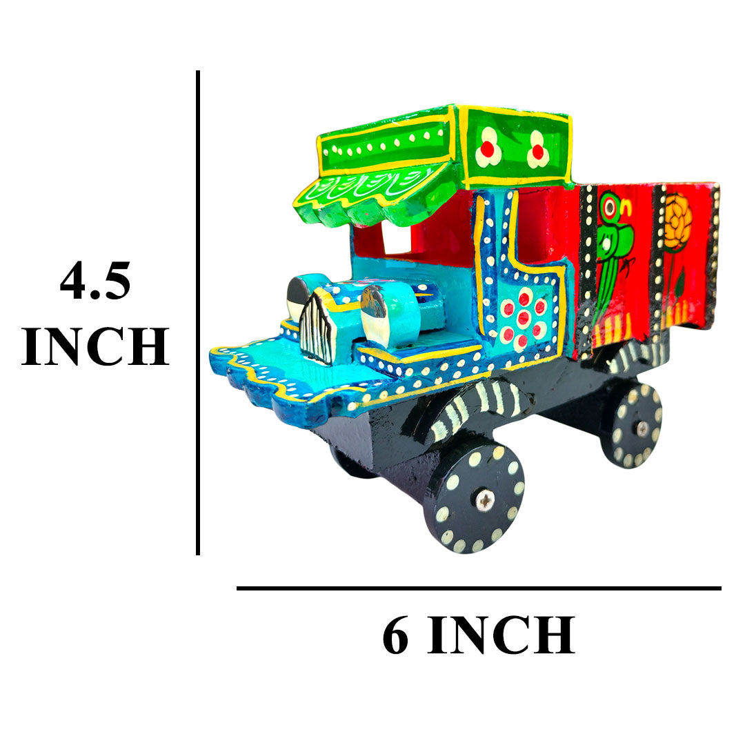 Craftooba Handpainted Wooden Transport Table Decor | Vibrant Indian Vintage Auto Rickshaw, Cycle Rickshaw, Scooter & Truck Miniatures | Traditional Showpiece for Home, Living Room & Office Desk Decor