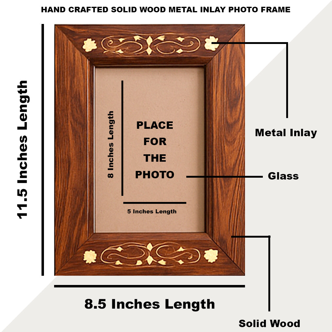 Product image Craftooba Premium Handcrafted Metal Inlay Wooden Frame – 8x5 inch Photo Display | Photo frame | Wooden photo Frame |