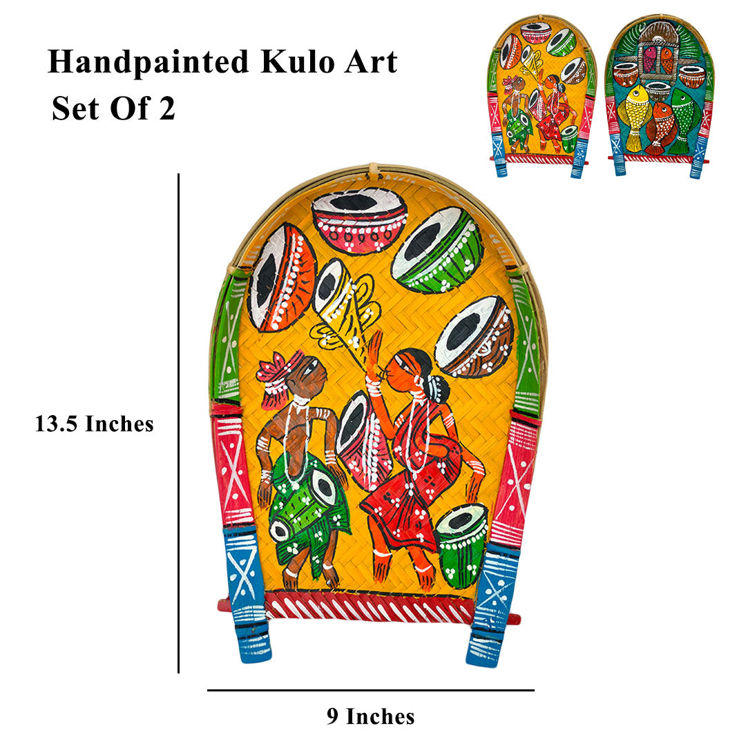Craftooba Hand Craftted And Hand Painted Kulo Art Tribal Or Winnowing Clatter/Basket for Home Decor & Festival