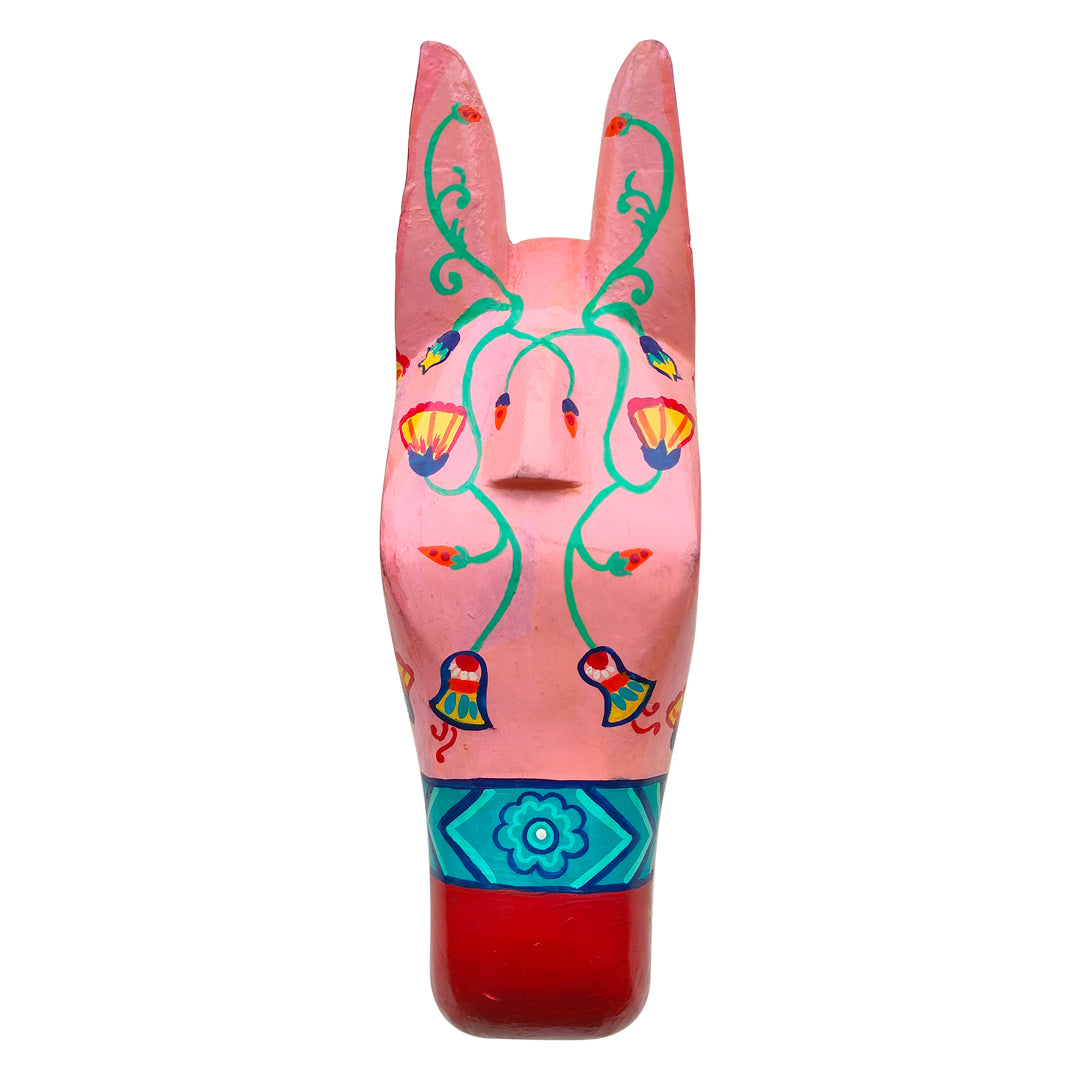 Wooden Hand Painted Horse Face – 11 Inches Pink