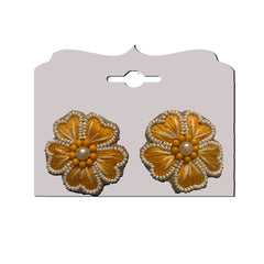Craftooba golden yellow floral beaded earings | Length 5 cm, Breadth 5.5 cm | Earings | Jewellery | Haldi jewellery | Beads Jewellery | Hand made ear rings