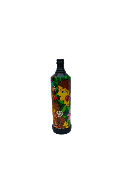 Hand Painted Glass Bottle Art for Home and Office Decor | Recycled Bottle Decor | Bottle Light| Bottle Vase | Glass Bottle Decor | Multiple Women Faces