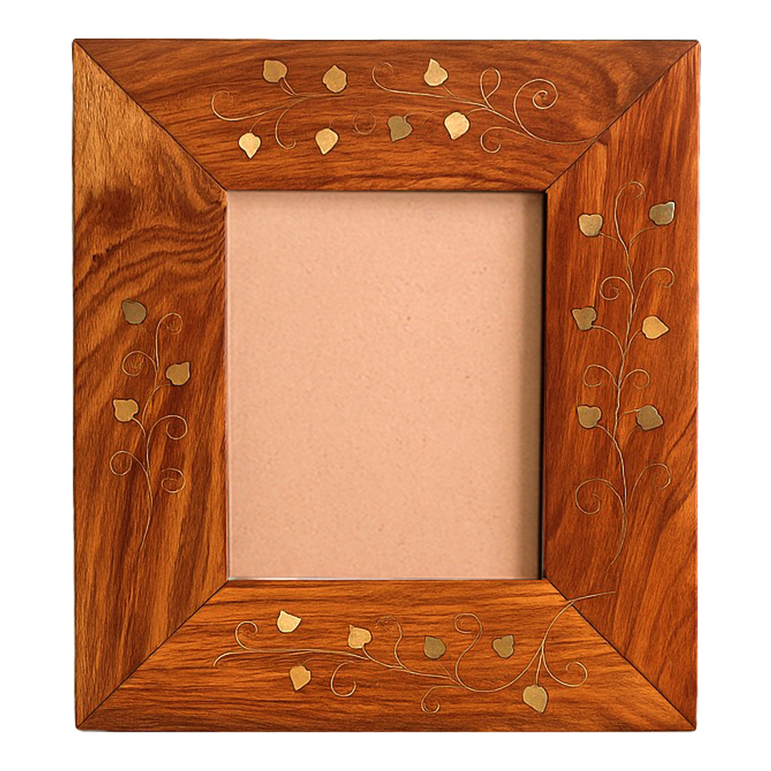 Craftooba Premium Handcrafted Metal Inlay Wooden Frame – 3.5 x 3.5 inch Photo Display | Photo frame | Wooden photo Frame |