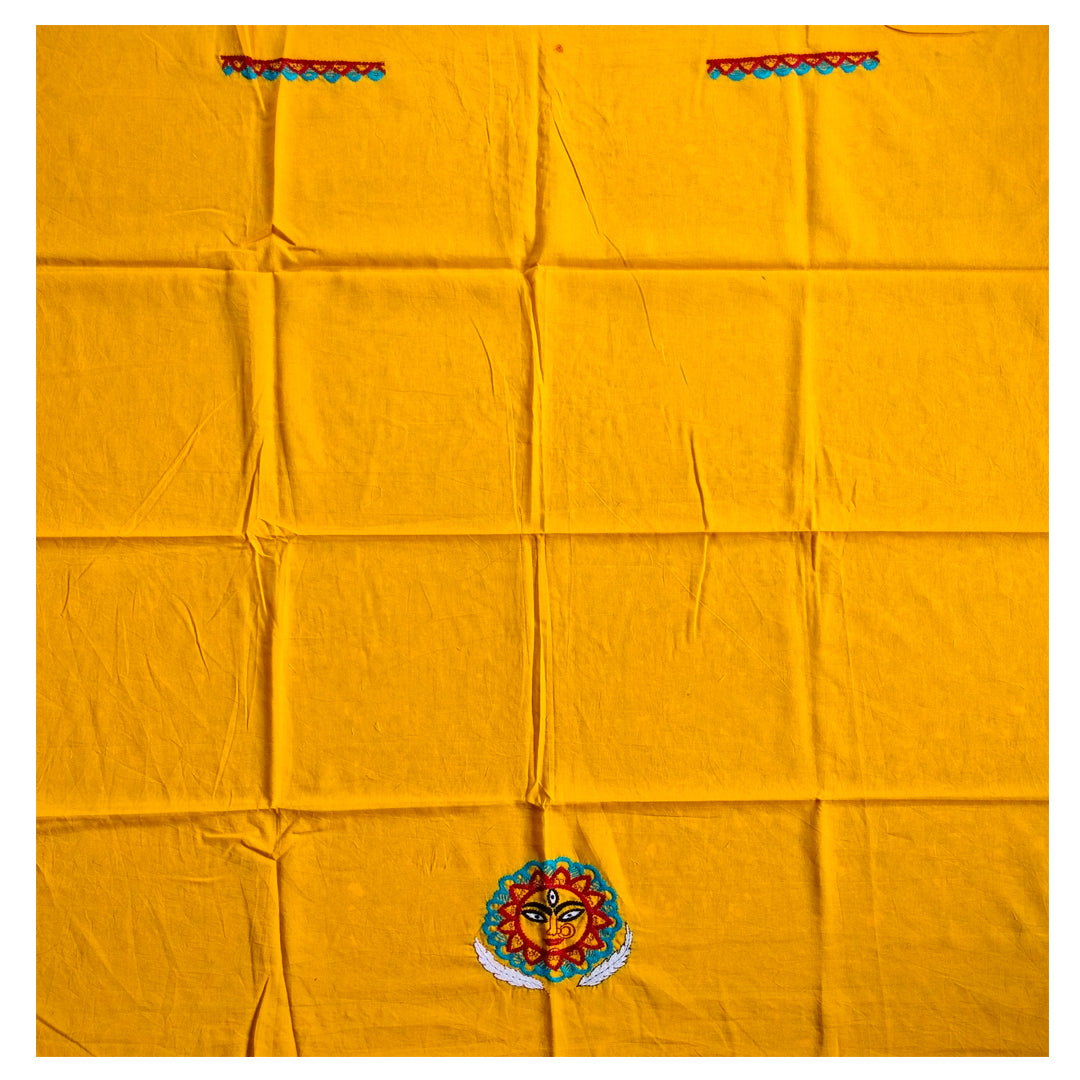 Yellow Designer blouse piece | Blouse material | Designer blouse | Kantha hand embroidered blouse piece