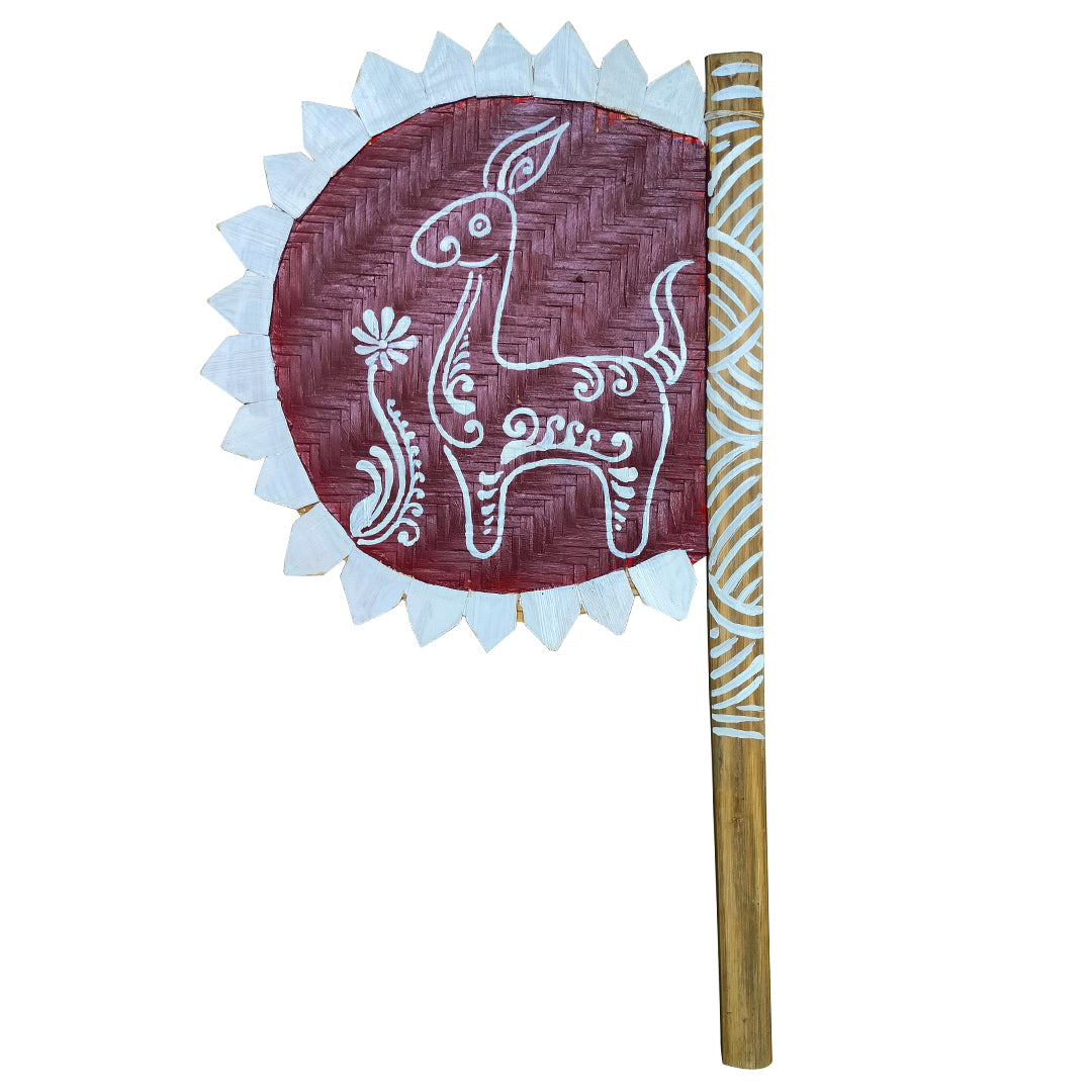 Hand Painted Hatpakha – Horse Art Bamboo Hand Fan, 8.5 Inch – for Puja, Wedding & Wall Decor