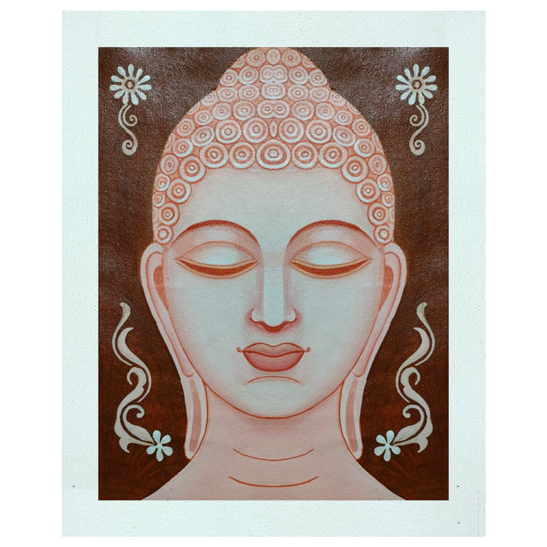 Craftooba Hand-Painted Buddha Canvas for Your Zen or Meditation Corner | Paintings | Handpainting | Canvas painting | Unframed | Original Painting |