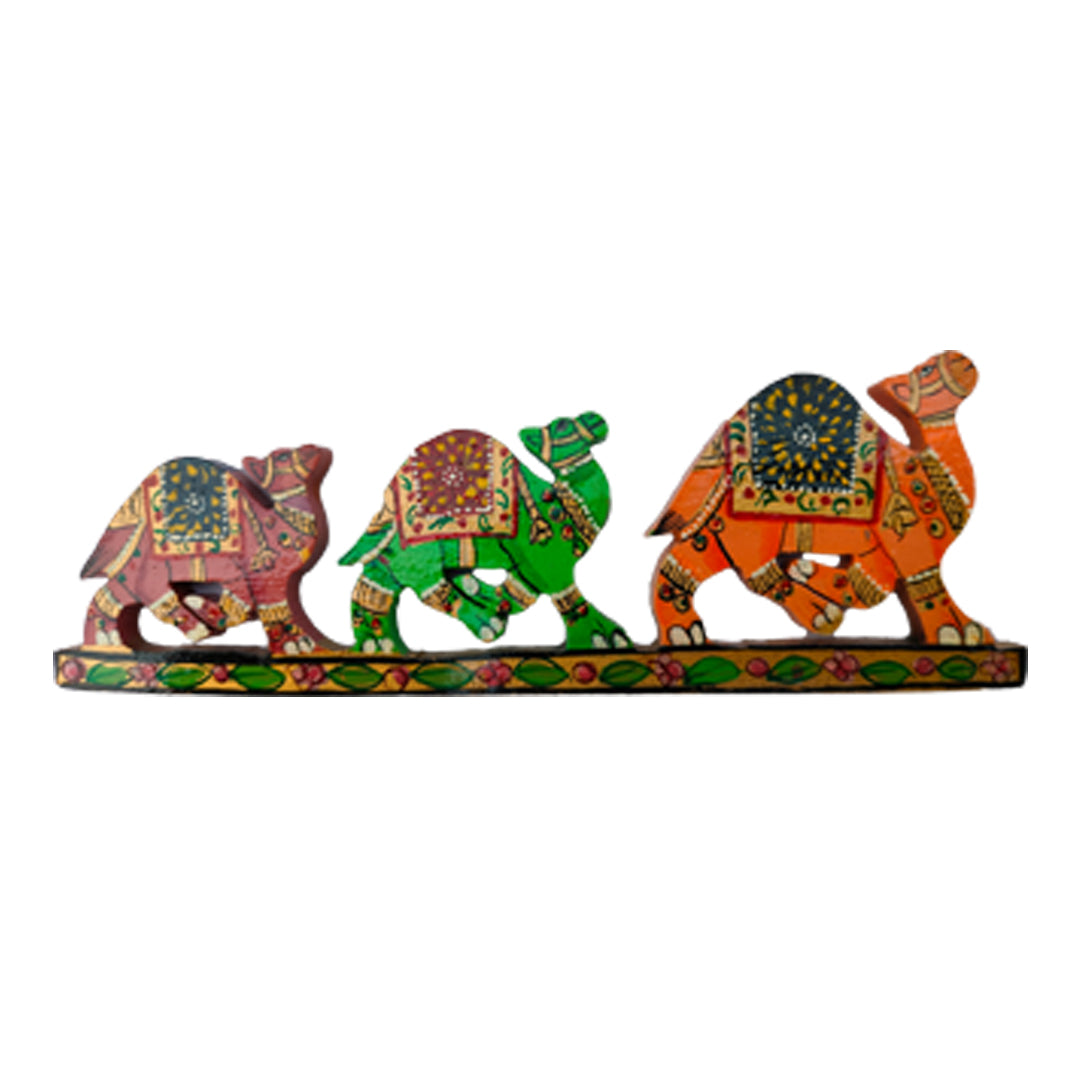 Wooden Hand-Painted Three Camels Fridge Magnet – Desert Charm in Miniature Form