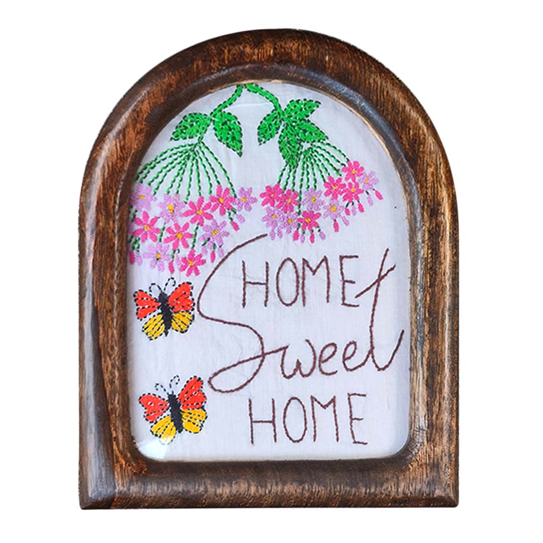 Craftooba Hand Crafted Embroidered Artwork | Crafted by Rural Bengal Women | Wooden U-Frame for Wall & Shelf Décor
