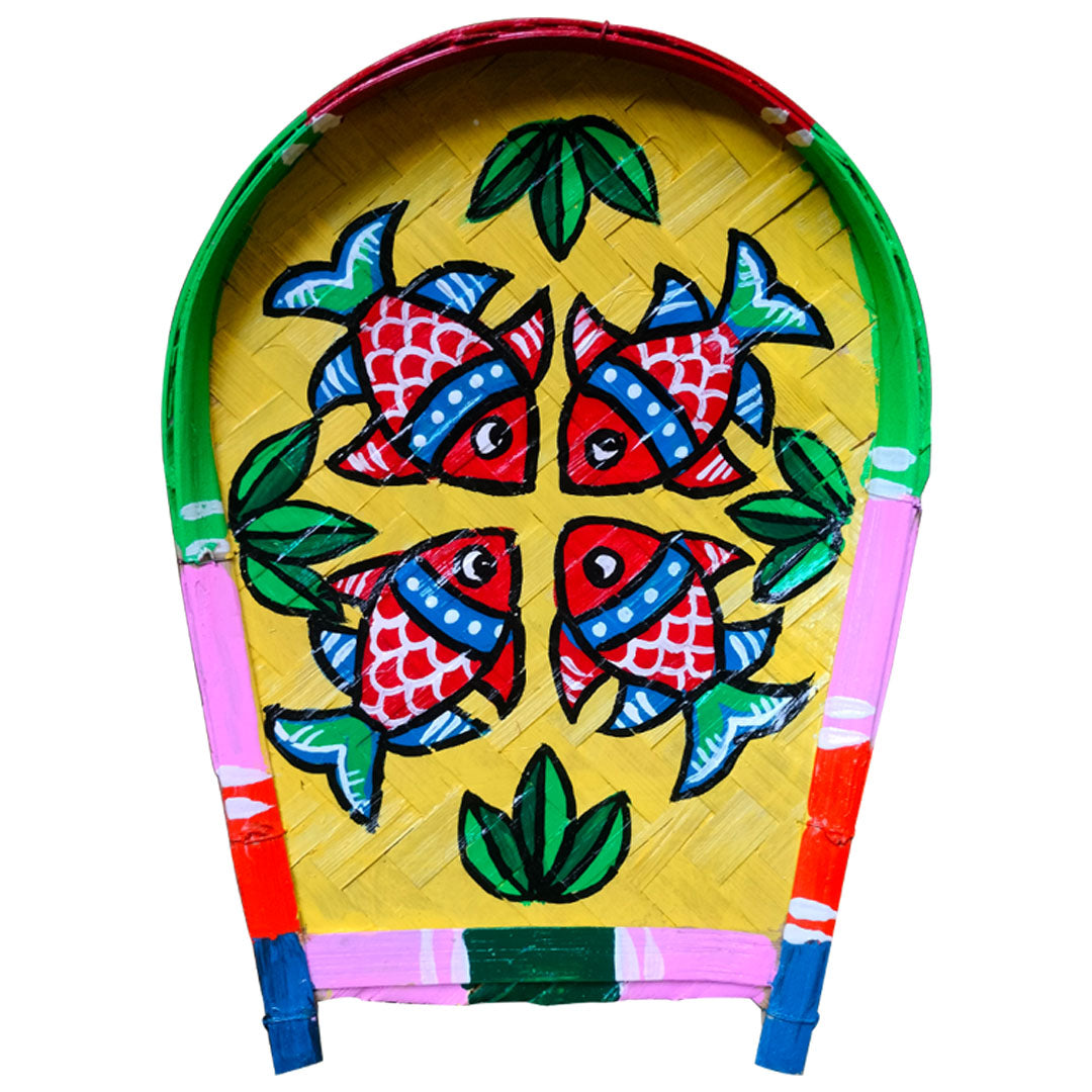 Craftooba Small Hand Painted Soop for Puja – Bamboo Sup, Moram & Kulo for Chhath Puja, Wedding & Mandir Decor – 9 * 7 Inch
