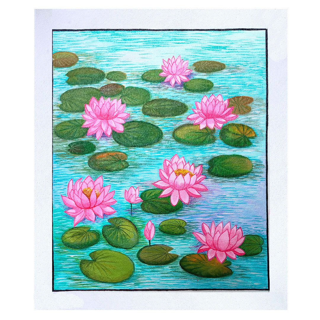 Product image Craftooba Unframed Original Canvas Paintings Lotus | Paintings | Handpainting | Canvas painting | Unframed | Original Painting |